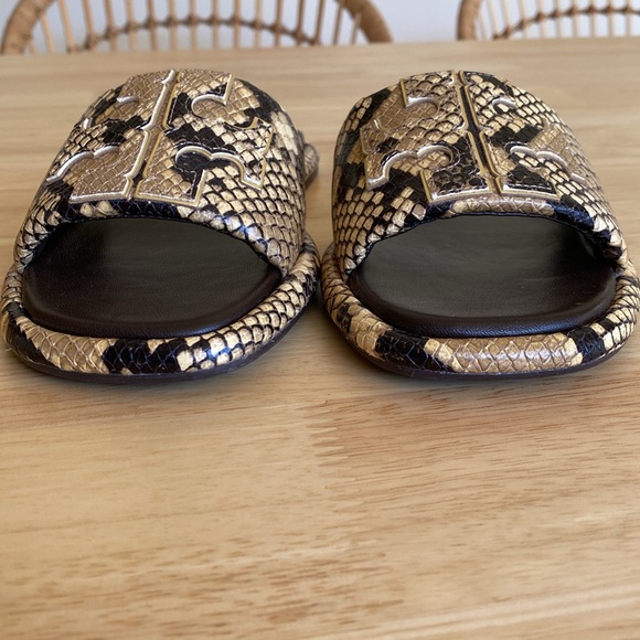 Tory Burch Double T Sport Slide snake embossed sandals size 6 1/2 NWOT - Picture 12 of 16